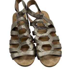Dansko Sandals Selina Pewter Nappa Leather Strappy Greek Metallic sz 40 US 8.5